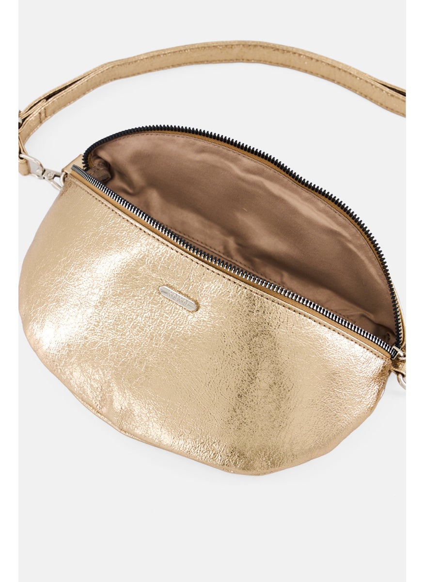 XOXO Women Brand Logo Fanny Pack, Gold  - Image 3