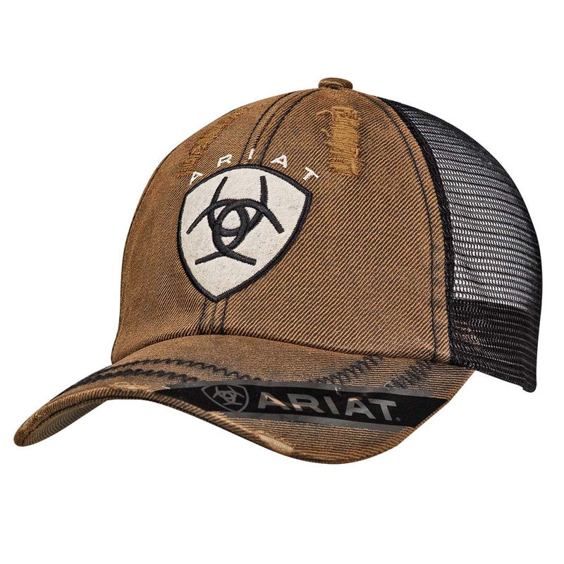 ARIAT Men's Distressed Oil Black Mesh, Brown/Black, One Size