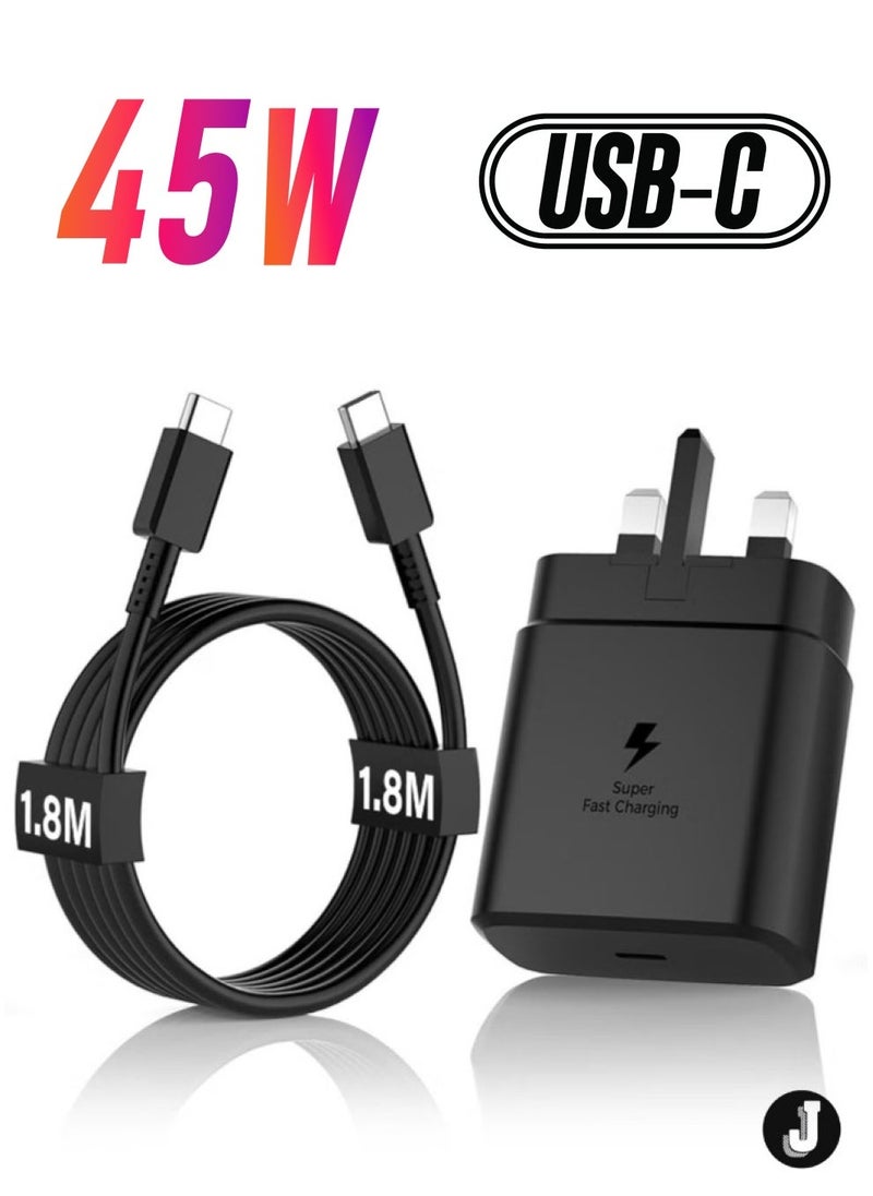 JAJEEK "Samsung 45W Fast Charger Type C – Power Delivery 3.0, Fast Charging for Galaxy Devices, 1.8m USB Cable Included" - Image 1