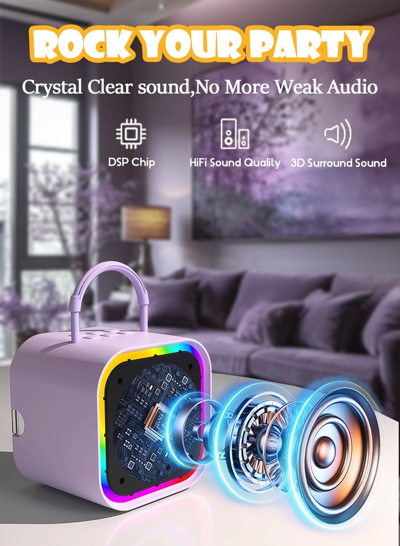 Kids Karaoke Machine Portable Bluetooth Speaker with Wireless Microphone Kids Toys Gifts for Girls and Boys  (Purple) - Image 2