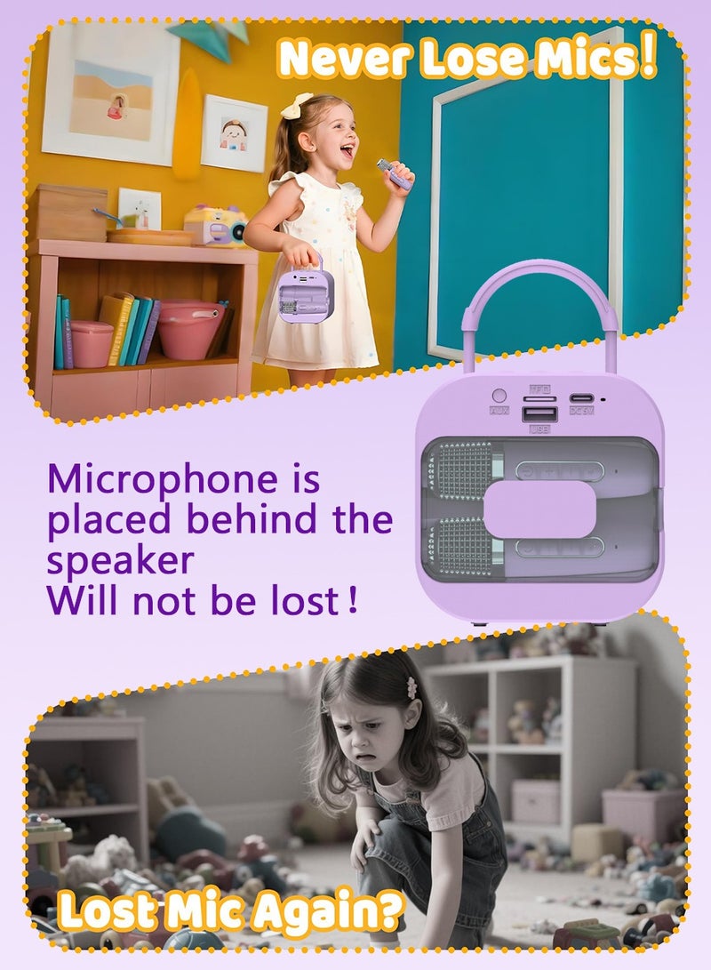 Kids Karaoke Machine Portable Bluetooth Speaker with Wireless Microphone Kids Toys Gifts for Girls and Boys  (Purple) - Image 4