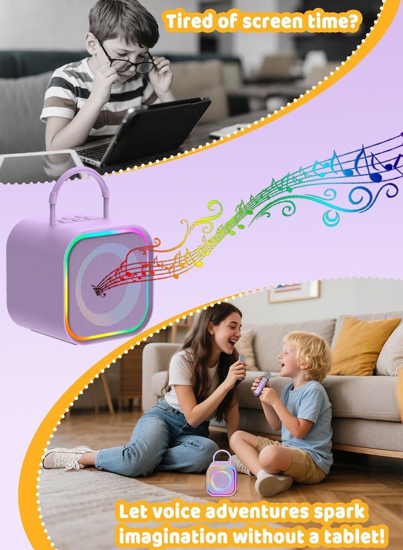 Kids Karaoke Machine Portable Bluetooth Speaker with Wireless Microphone Kids Toys Gifts for Girls and Boys  (Purple) - Image 3