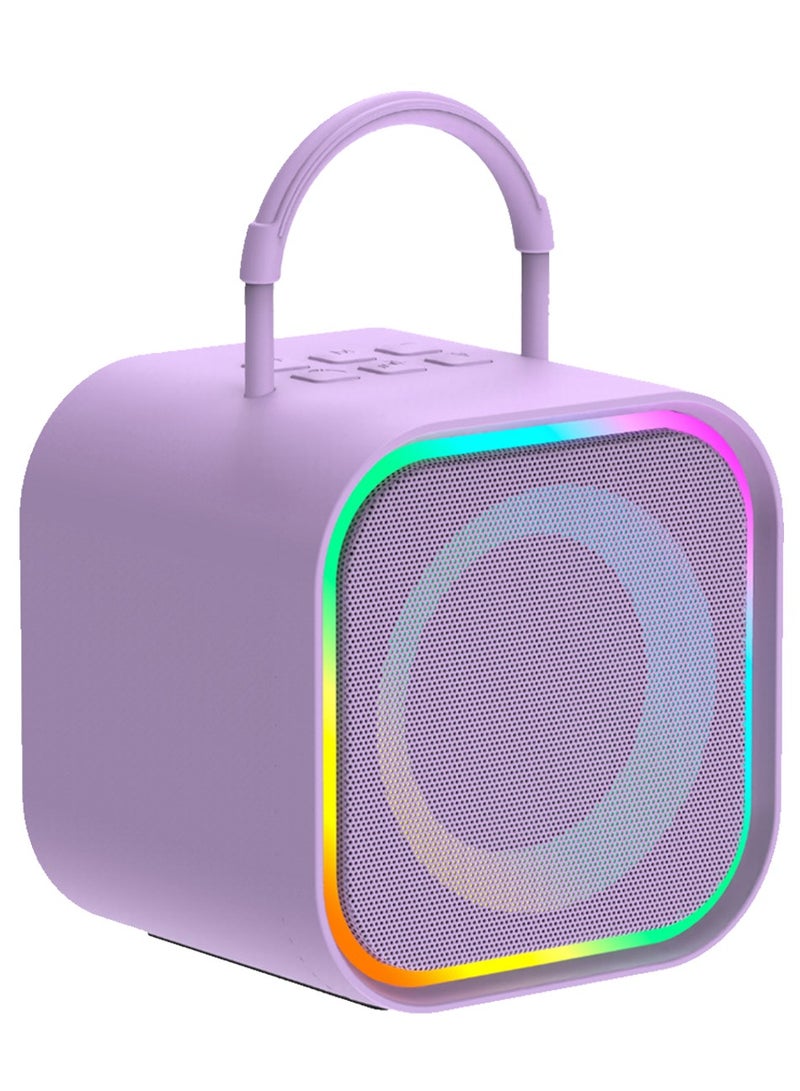 Portable Mini Karaoke for Kids Bluetooth Speaker with 2 Wireless Microphone with colorful light MP3 Player Kids Toys for Girls and Boys  (Purple) - Image 1