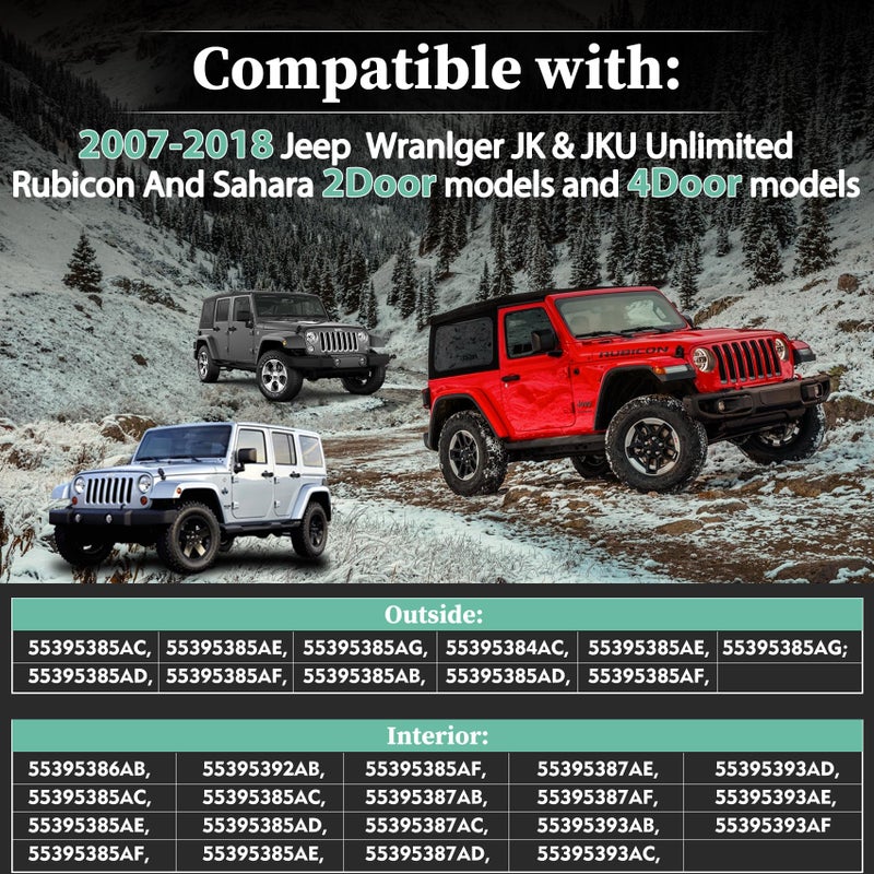 Saree 4 Door Hinge Assembly Kits Compatible with 2007-2018 Jeep Wrangler JK JKU Unlimited Rubicon Sahara, Fits Jeep Wrangler JK Inside and Outside, Jeep Wrangler JK Door Hinge 16PCS with 36 Bolts - Image 2