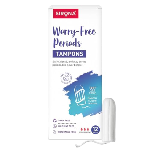 Sirona Period Tampon for Medium & Regular Flow - 12 Pcs (Pack of 1) | Biodegradable Tampons | FDA Approved | Ultra Soft Biodegradable Tampon | Leak Free | Highly Absorbent Tampons for Rash Free Period - Image 1