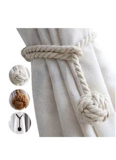 Generic Curtain Tiebacks 2 Pack, Curtain Ties, Curtain Holders for Wall Drapes, Curtain Holdbacks, Handwoven Cotton String Tie Ball for Curtains Pull Backs  - Image 1