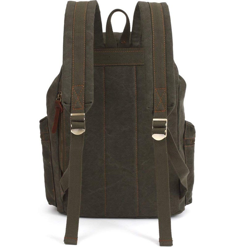 KAUKKO Vintage Casual Canvas and Leather Rucksack Backpack - Image 4