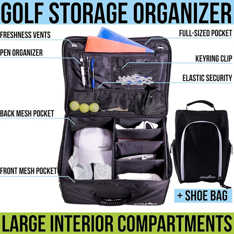 Athletico Golf Trunk Organizer + Shoe Bag (Black) - Image 2