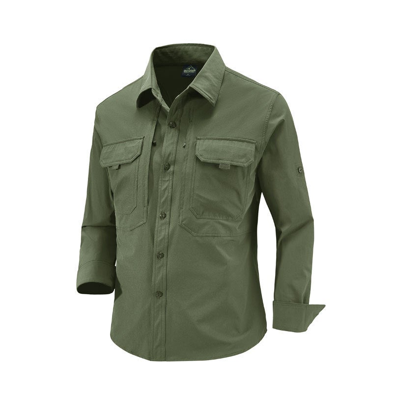 Factory direct mens quick-drying stretch long sleeve shirt outdoor quick-drying tooling shirt breathable top 2T319 sapphire blue - Image 2