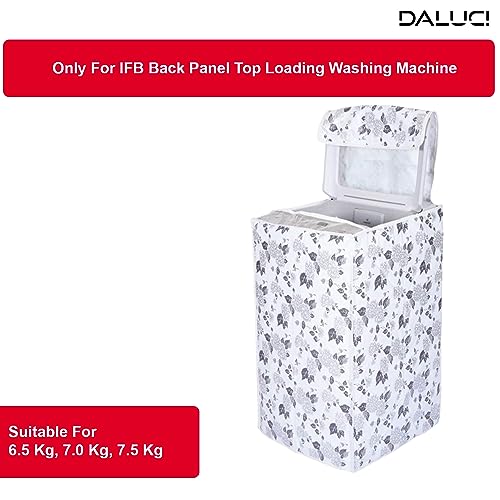 DALUCI Waterproof & Dustproof Top Load Washing Machine Cover | Compatible with IFB 6.5 Kg - 7.5 Kg Fully Automatic (Half White & Grey, 60cms X 60cms X 90cms) - Image 3