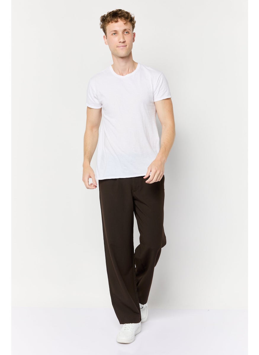 Jack Jones Men Wide Fit Solid Straight Pants, Brown  - Image 4