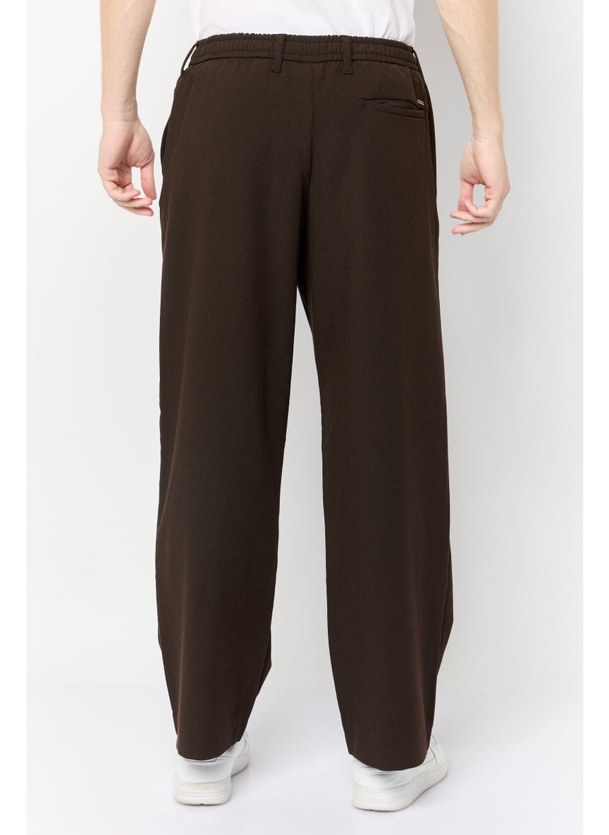 Jack Jones Men Wide Fit Solid Straight Pants, Brown  - Image 3