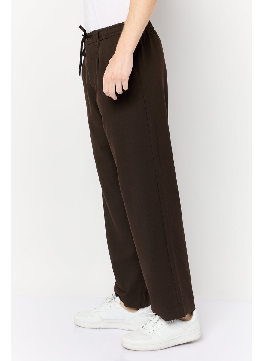 Jack Jones Men Wide Fit Solid Straight Pants, Brown  - Image 2