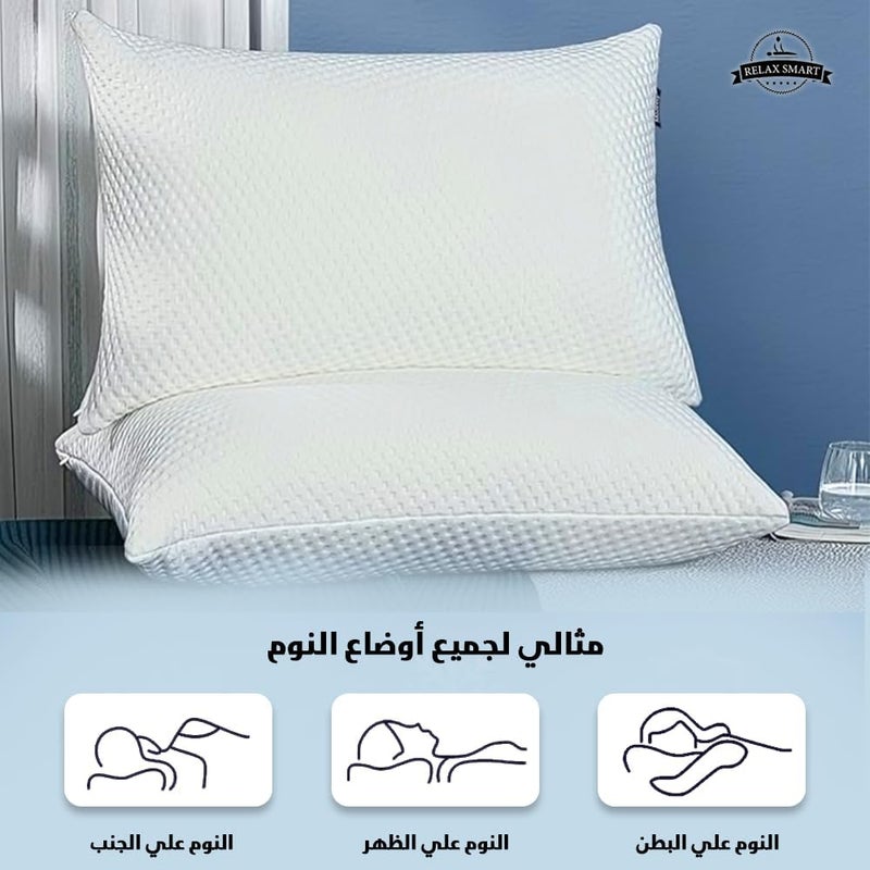 وسادة ميموري فوم مع جيل لدعم الرقبة والعمود الفقري – تصميم طبي مبرد – 60 × 40 سم – أبيض - Image 4