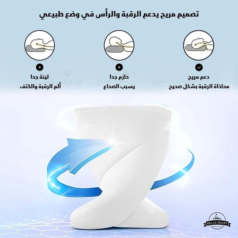 وسادة ميموري فوم مع جيل لدعم الرقبة والعمود الفقري – تصميم طبي مبرد – 60 × 40 سم – أبيض - Image 5