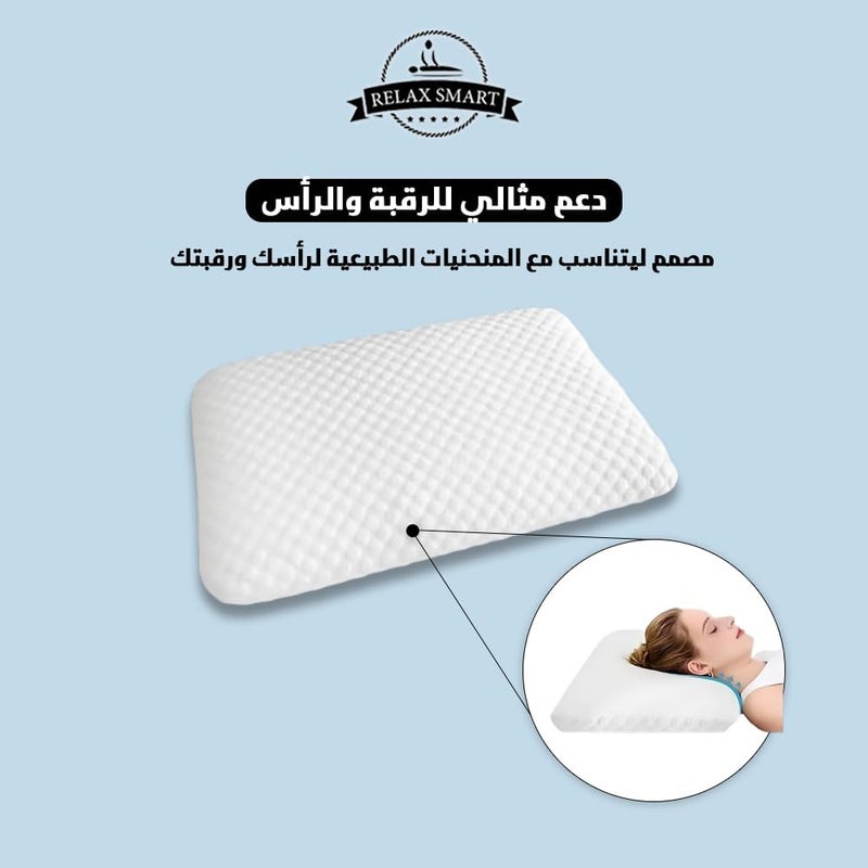 وسادة ميموري فوم مع جيل لدعم الرقبة والعمود الفقري – تصميم طبي مبرد – 60 × 40 سم – أبيض - Image 2