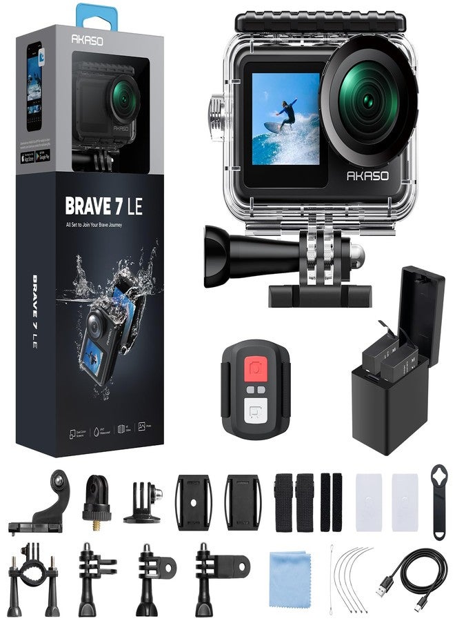 AKASO Brave 7 LE 4K30FPS 20MP WiFi Action Camera with Touch Screen EIS 2.0 Zoom Remote Control 131Feet Waterproof Underwater Camera Dual Color Screens Support External Microphone Vlog Camera - Image 1