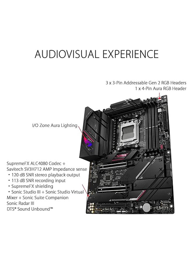 ASUS Rog Strix B650E-E Gaming Wifi ATX DDR5 Motherboard, AMD Socket AM5, B650 Chipset, 2.5Gb Ethernet, Bluetooth, WiFi 6E 6GHz, Max 128GB 4xDIMM Memory, PCIe 5.0x16, 4xM.2 Slot Black - Image 4