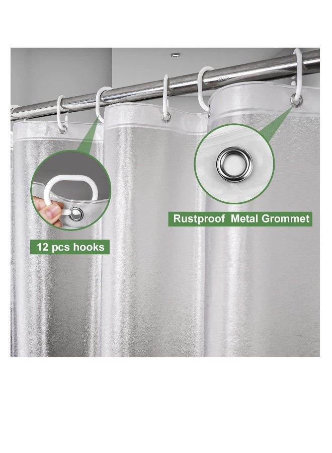 Frosted Shower Curtain Liner, 72 x 72 inches Frosted Shower Liner Waterproof, with 3 Big Magnets, Eva Plastic Weighted Shower Curtains, for Bathroom, Water Repellent, Semi Transparent - Image 3