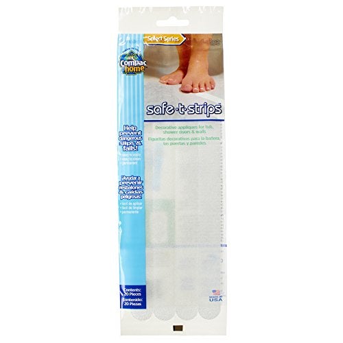Compac Home شرائط الأمان من COMPAC HOME، ملصقات حمام وظيفية للأحواض والدش، ملصقات حمام غير قابلة للانزلاق تحافظ على سلامة الأطفال وكبار السن من الانزلاق، 20 قطعة، شفافة - Image 1