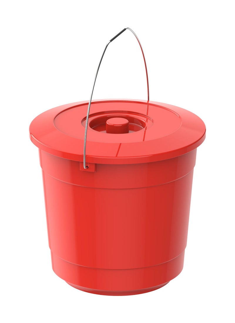 Cosmoplast Cosmoplast IFHHBU072RD Plastic EX Bucket For Cleaning and Storing With Lid and Handle, 15 Liters - Red  - Image 1