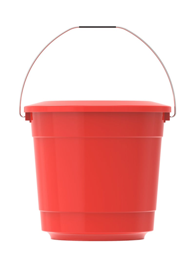 Cosmoplast Cosmoplast IFHHBU072RD Plastic EX Bucket For Cleaning and Storing With Lid and Handle, 15 Liters - Red  - Image 2