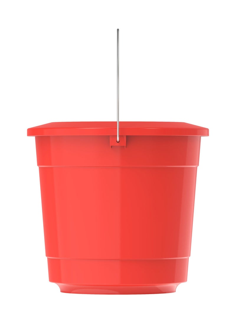 Cosmoplast Cosmoplast IFHHBU072RD Plastic EX Bucket For Cleaning and Storing With Lid and Handle, 15 Liters - Red  - Image 3