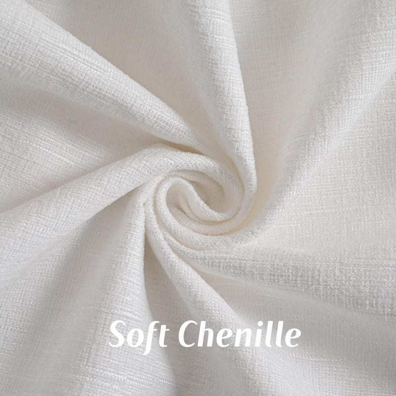 FUTEI White Decorative Throw Pillow Covers 18x18 Inch Set of 2,Double Stitch Scalloped Bordered Soft Chenille Cushion Cases,Modern Home Decor for Couch Bed Living Room - Image 2