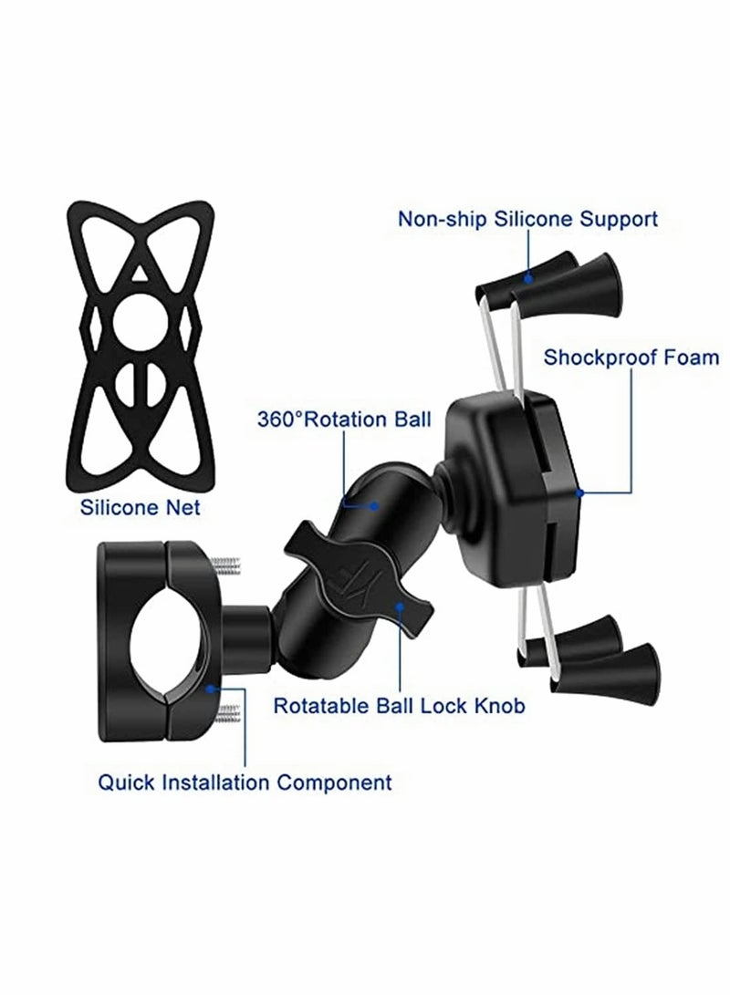 Excefore Bike Phone Holder, Bicycle Motorcycle Phone Mount Stainless Mount Universal Fit on Stroller, for Bicycle Motorcycle Motorbike, 360 Degree Rotation (Black) - Image 2