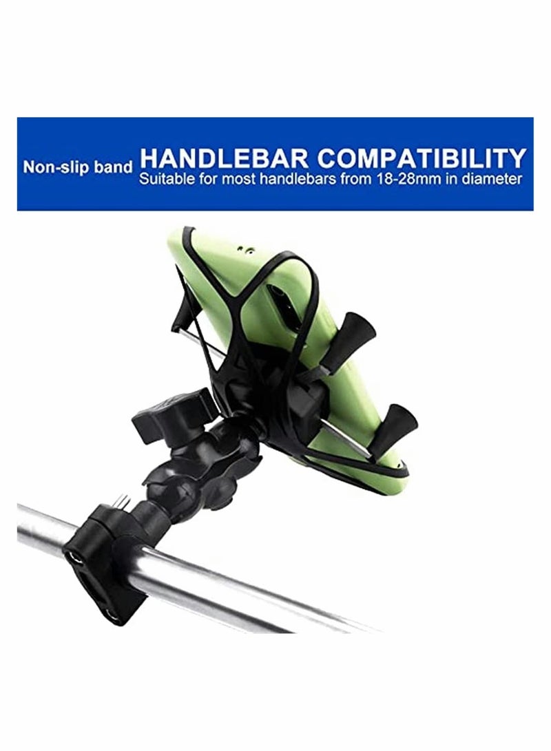 Excefore Bike Phone Holder, Bicycle Motorcycle Phone Mount Stainless Mount Universal Fit on Stroller, for Bicycle Motorcycle Motorbike, 360 Degree Rotation (Black) - Image 3