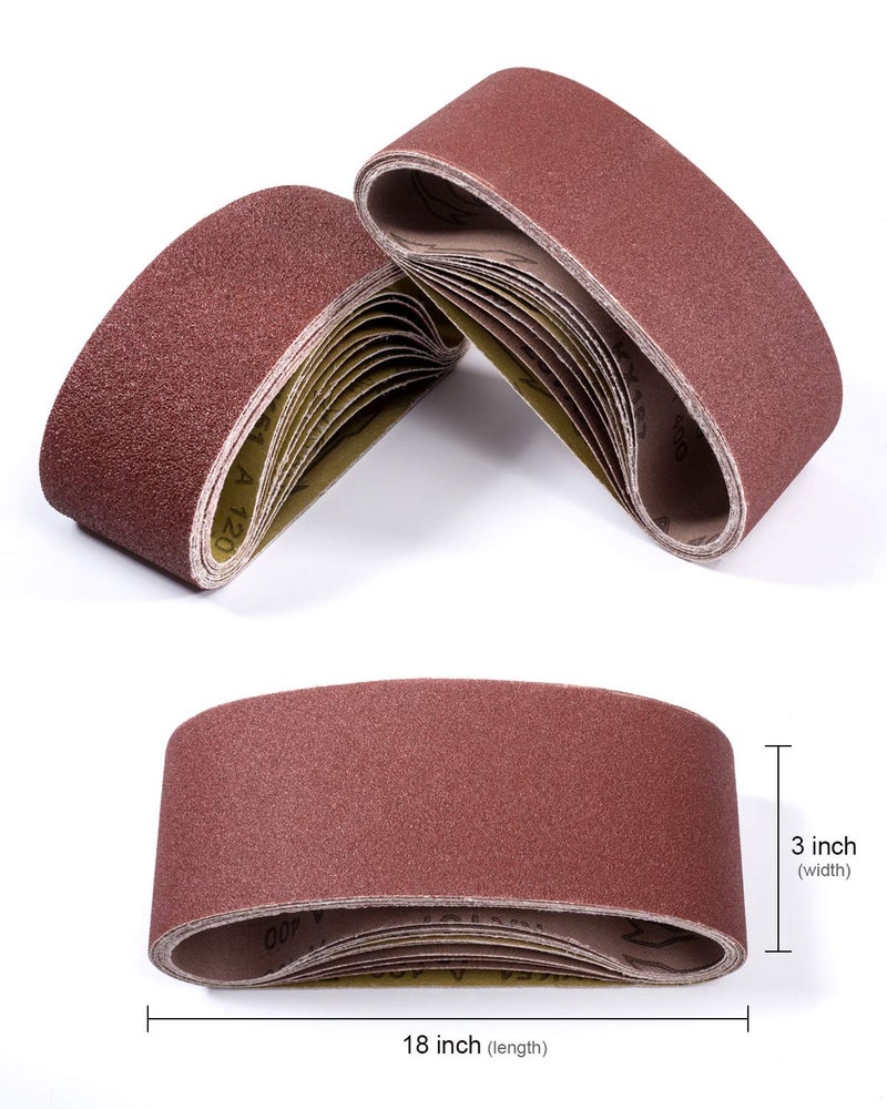 S SATC 3x18 Sanding Belts 20PCS Belt Sander Paper Aluminum Oxide (3 Each of 60/80/120/150/240/400 Grits & 2 of 40 Grits) Ideal for Wood Metal Paint Sanding - Image 3