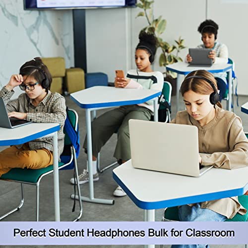 Yunsailing 30 Pack Class Set Headphones for Kids Students Bulk Classroom Headsets Adjustable School Earphones On Ear with 3.5mm Jack for Youth Adults, Teacher Must Have Supplies (Black) - Image 4