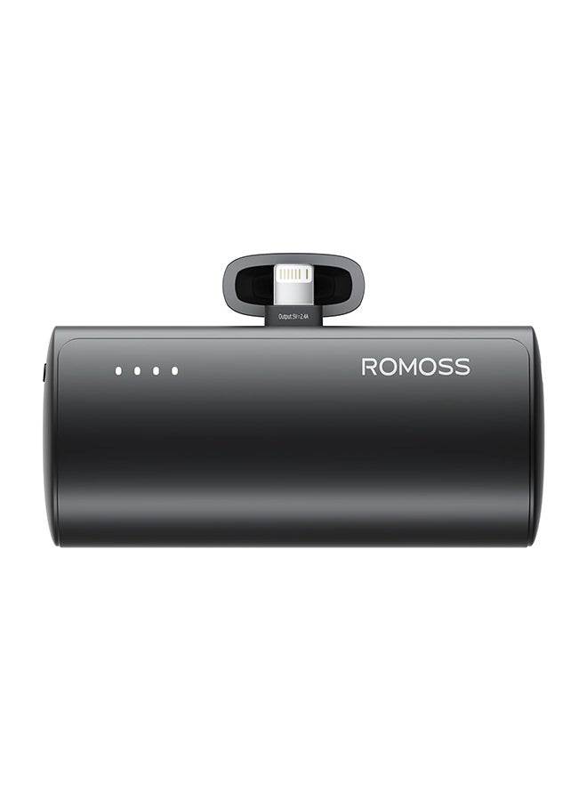 ROMOSS 5000.0 mAh MINI POWER BANK 15W BUILT-IN USB-C CONNECTOR + USB-C 15W IN/OUT - Black - Image 2