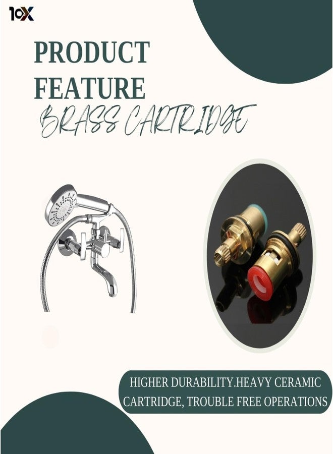 10x Brass Wall Mixer 2 in 1 WM-7440 with Crutch and Hand Shower with 1 Meter Tube (Silver) - Image 4