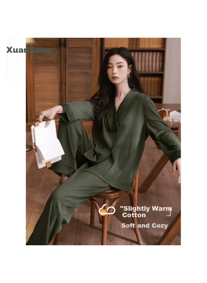Xuanliang New Chinese Style Women's Pajamas Spring Autumn Pure Cotton Premium Long Sleeve Winter Thin Homewear Set
