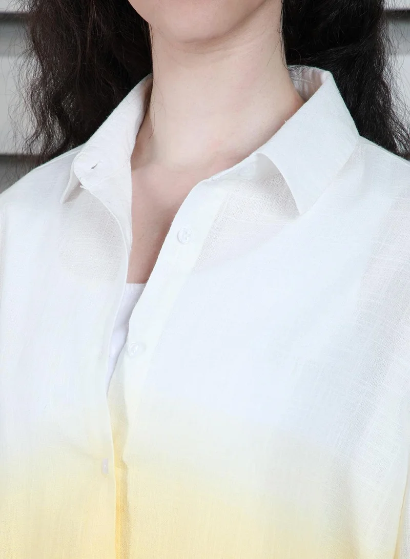 HIGH STAR Boxy Yellow Ombre Printed Casual Shirt for Women