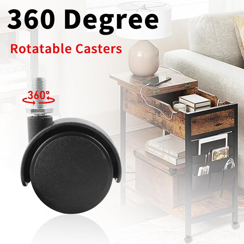 HOWDIA 4 Pack 1.5 Inch Swivel Caster Wheels for Cart, M8-1.25×15mm Threaded Stem Heavy Duty Casters, Nylon Wheels Replacement for Furniture, Table, Cabinet, Shelf（No Brake） - Image 3