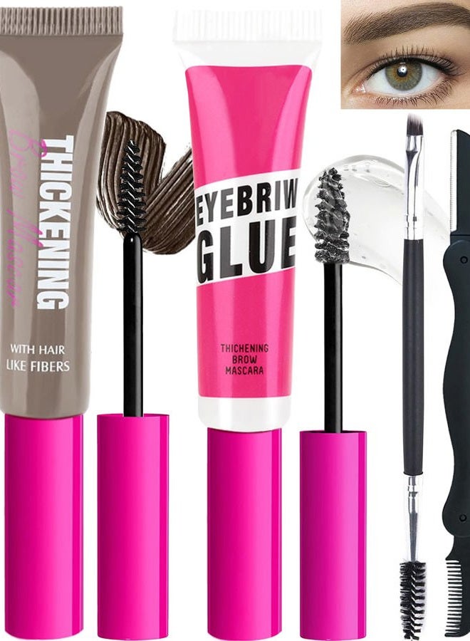 LYSdefeu Waterproof Tinted Brow Gel-Blonde Thickening Tint Eyebrow Mascara Gel & Clear Setting Brow Glue,Brow Lift Fast Sculpt,Brow Filler Dye,Long Lasting Eye Makeup for Women,Light Medium Dark Brown-Set 02 - Image 1