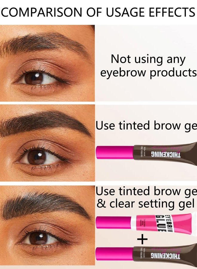 LYSdefeu Waterproof Tinted Brow Gel-Blonde Thickening Tint Eyebrow Mascara Gel & Clear Setting Brow Glue,Brow Lift Fast Sculpt,Brow Filler Dye,Long Lasting Eye Makeup for Women,Light Medium Dark Brown-Set 02 - Image 4