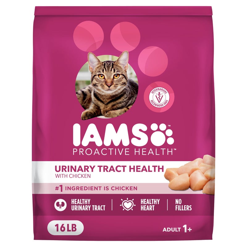 IAMS Proactive Health Dry Cat Food, Urinary Tract Health, Adult Cat Food Dry Recipe with Chicken, 16 lb. Bag - Image 1