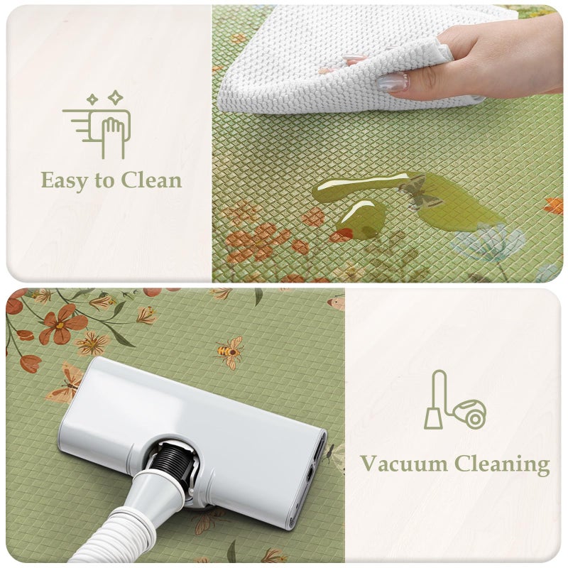 KIMODE Anti Fatigue Kitchen Mat for Floor, 17"x47"+17"x29" Butterfly Flower Kitchen Rugs Non Skid, Cushioned Padded Kitchen Floor Mat, Comfort Standing Mat for Laundry Office Sink Desk Sage Green - Image 5