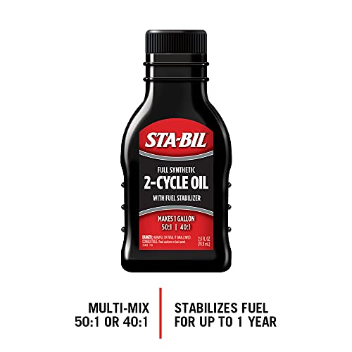 STA-BIL Full Synthetic 2-Cycle Oil - With Fuel Stabilizer For Up To 12 Months Protection - 1 Gallon Multi-Mix - 50:1/40:1 Mix Ratios - Low Smoke Formula, 2.6 fl. oz. (22403) - Image 2