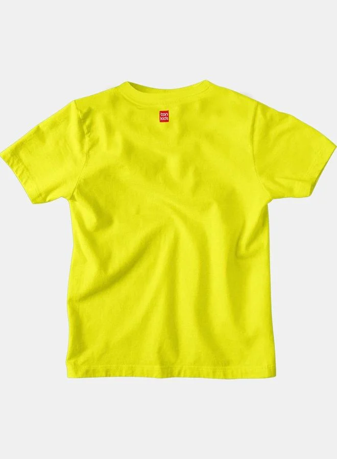 Bonkids Regular Printed Lime And Yellow Cotton T-Shirt Round Neck Flat Pull On 100 % Cotton