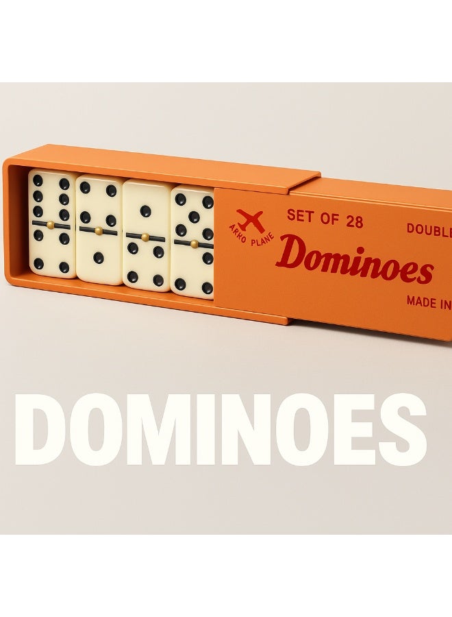 متجر 7 مجموعة لعبة الدومينو الكلاسيكية – 28 قطعة بلاستيكية مع صندوق تخزين خشبي متين، لعبة مناسبة للكبار والأطفال - Image 4