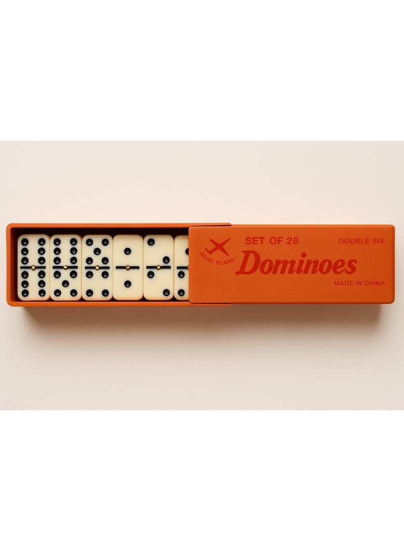 متجر 7 مجموعة لعبة الدومينو الكلاسيكية – 28 قطعة بلاستيكية مع صندوق تخزين خشبي متين، لعبة مناسبة للكبار والأطفال - Image 3