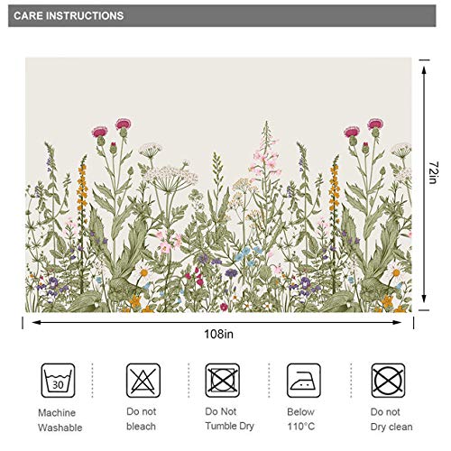 ريديكور RIYIDECOR جدا واسعة من البرية CLAWFOOT TUB 9ft دش الستار 108wx72h بوصة 18 خطافات معدنية نباتية حدود ملونة الديكور نوافذ الحمام شرفات البوليستر مقاوم للماء - Image 5