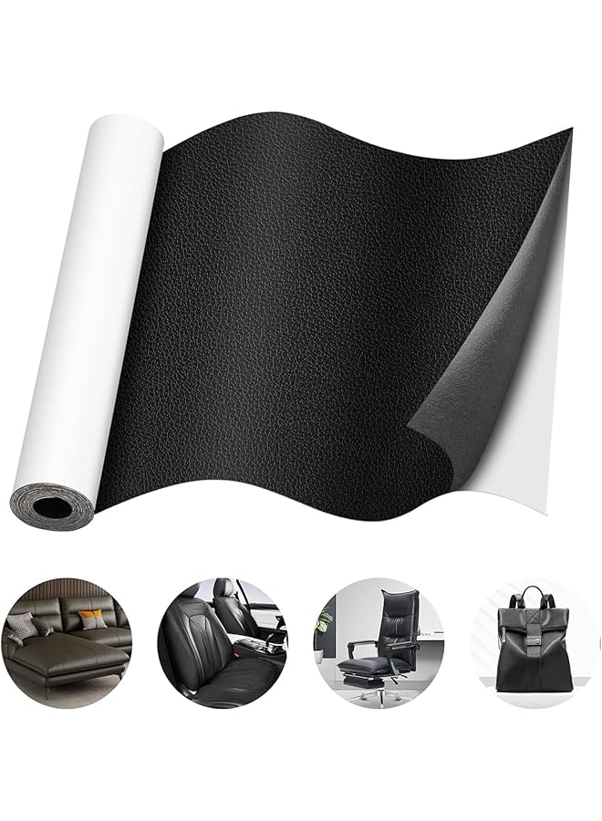 PROMASS promass Leather Repair Patch,Leather Repair Tape,Self Adhesive Reupholster Tape Patches Kit,Large Repair Tape for Furniture Couch Car Seats Sofa Office Chairs Fabric Fix Tear(137X50cm,Black)  - Image 1