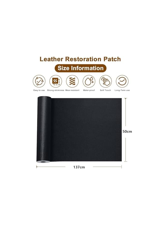 PROMASS promass Leather Repair Patch,Leather Repair Tape,Self Adhesive Reupholster Tape Patches Kit,Large Repair Tape for Furniture Couch Car Seats Sofa Office Chairs Fabric Fix Tear(137X50cm,Black)  - Image 5