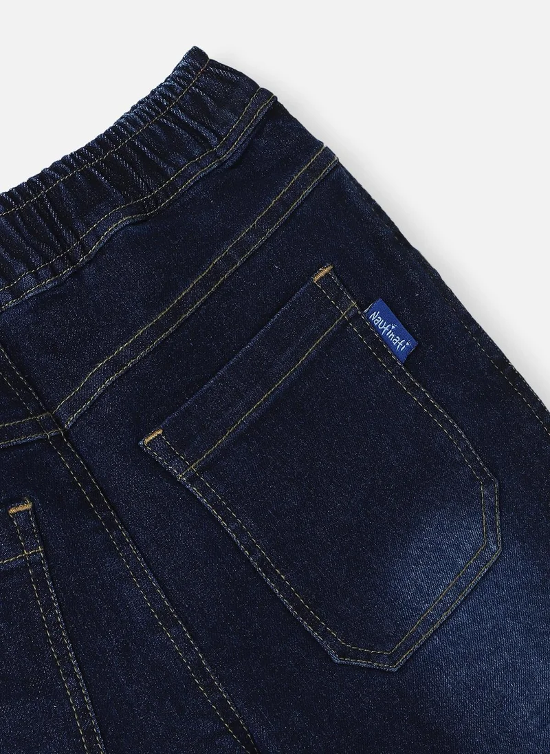 نوتيناتي Nautinati Boys' Cotton Denim Vehicle Embroidered Jogger Jeans