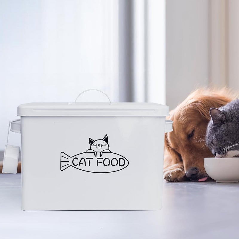 فومدوا حاوية تخزين طعام الكلاب والقطط الكبيرة من ، حاويات طعام الحيوانات الأليفة بغطاء وملعقة للطعام الجاف، سعة تصل إلى 12-13 رطلاً، هدية رائعة لمالكي الحيوانات الأليفة - Image 4